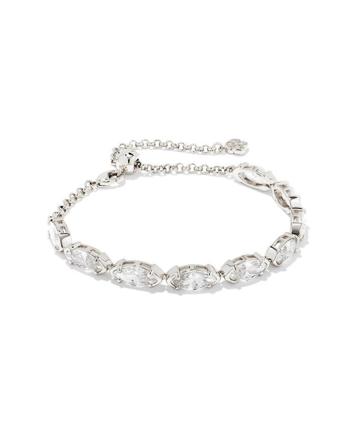 Genevieve Delicate Chain Bracelet in Silver White CZ Kendra Scott-Lemons and Limes Boutique