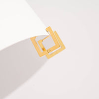 18K Gold PVD Stainless Steel Square Huggie Earrings-Lemons and Limes Boutique