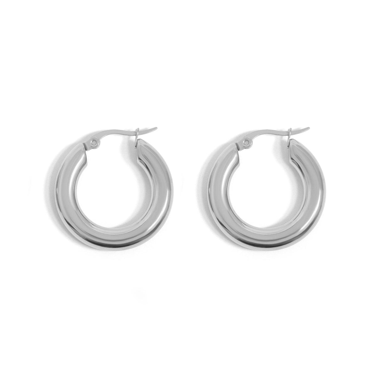 18K Gold PVD Stainless Steel Chunky Hoop Earring: Gold / 25mm
