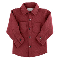 Rosewood Quilted Knit Long Sleeve Button Down Shirt in Red--Lemons and Limes Boutique