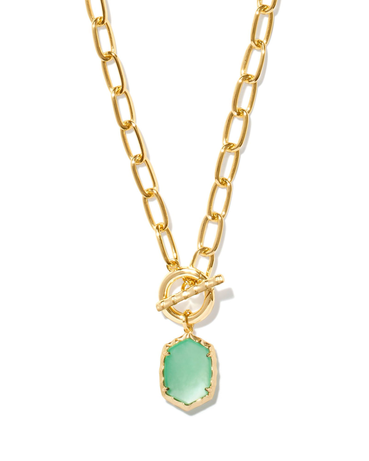 Daphne Link and Chain Necklace in Gold Light Green Mother of Pearl by Kendra Scott--Lemons and Limes Boutique