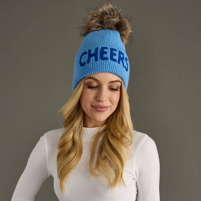 Blue Cheers Knit Pom Hat-Lemons and Limes Boutique