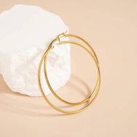 18K Gold PVD Stainless Steel Round Tube Hoop Earrings-Lemons and Limes Boutique