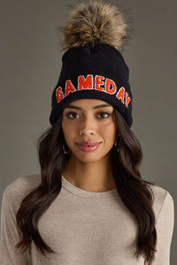 Black & Orange Game Day Pom Hat-Lemons and Limes Boutique