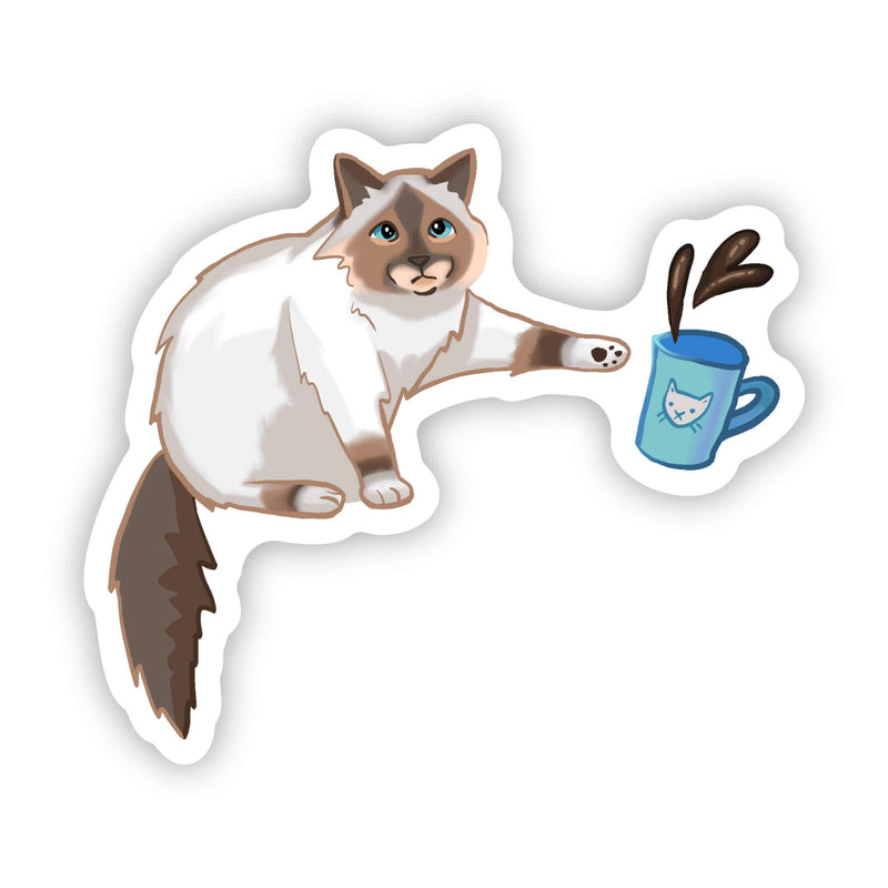 Cat Knocking Over Coffee Sticker-Lemons and Limes Boutique