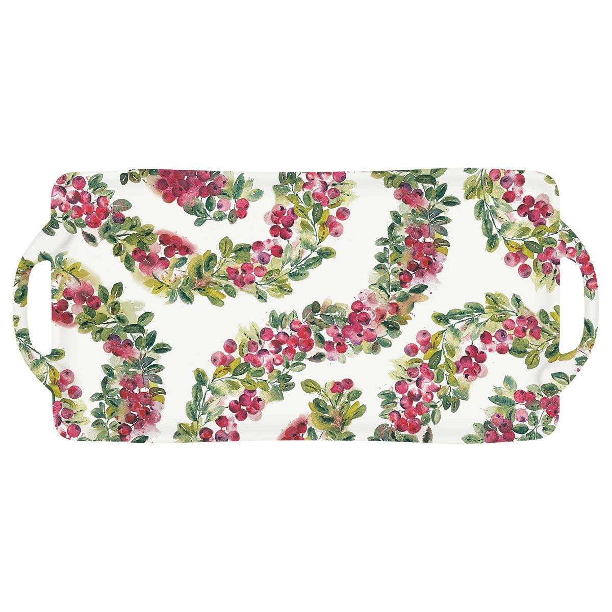 Melamine Tray Cranberry Wreath Christmas-Lemons and Limes Boutique