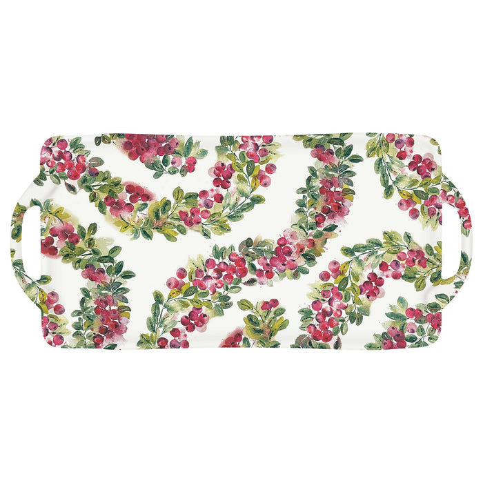 Melamine Tray Cranberry Wreath Christmas-Lemons and Limes Boutique