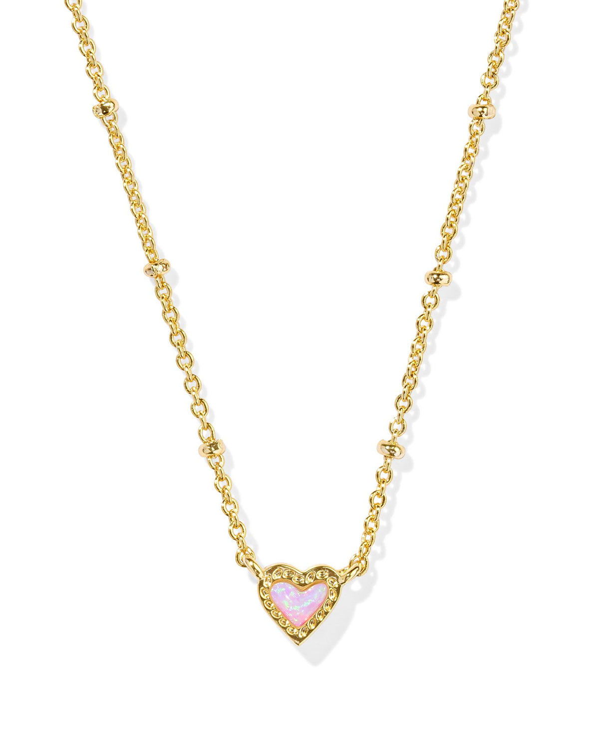 Mini Ari Heart Satellite Necklace in Gold Bubblegum Pink Kyocrea Opal by Kendra Scott-Lemons and Limes Boutique