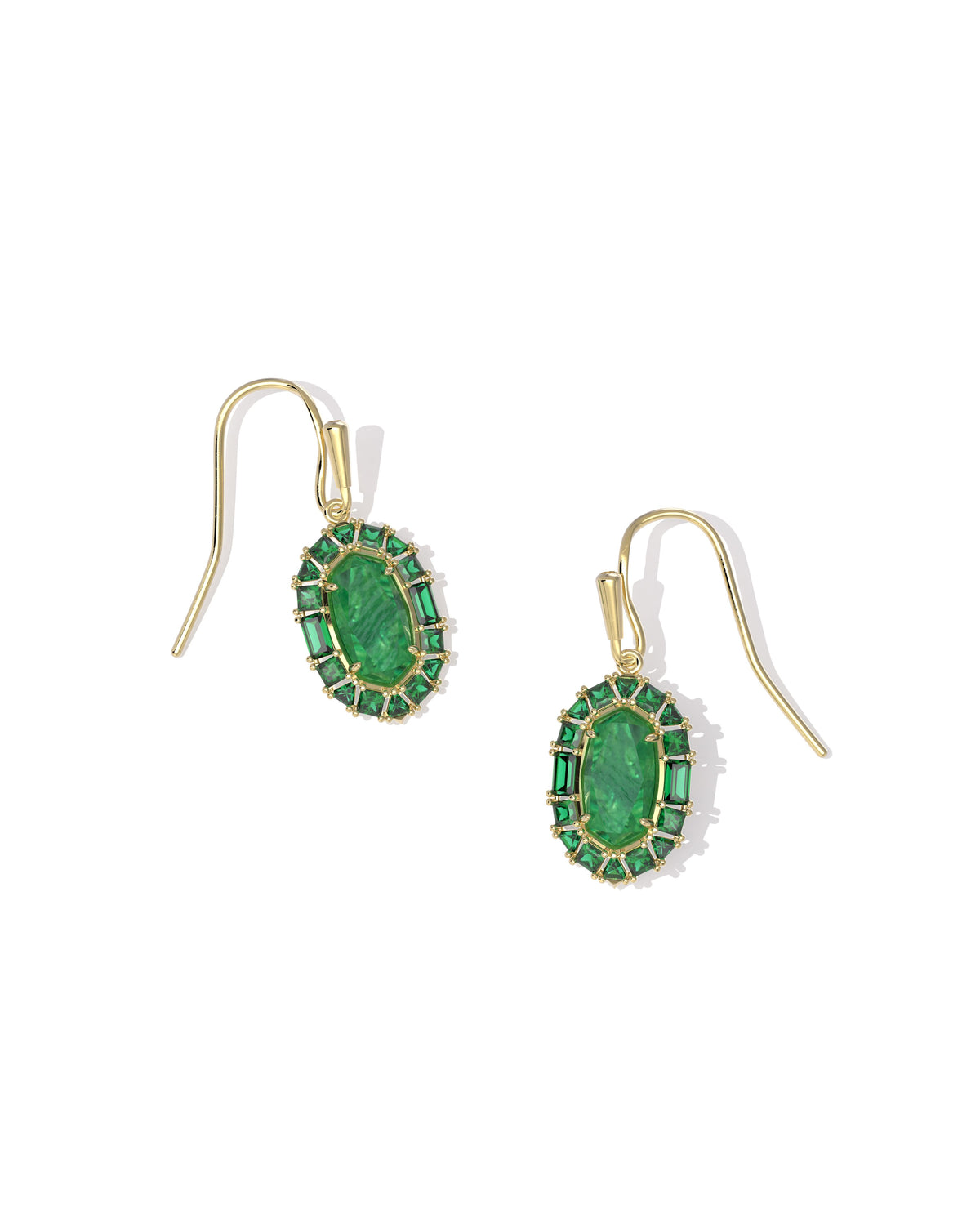 Lee Crystal Frame Drop Earrings in Gold Kelly Green Illusion by Kendra Scott-Lemons and Limes Boutique