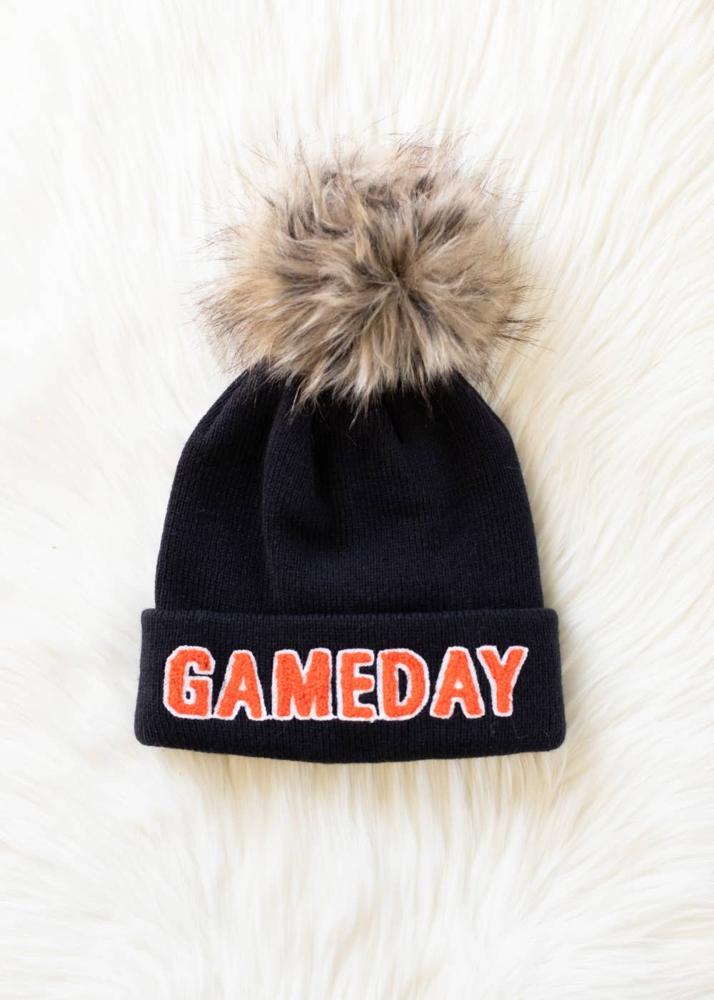 Black & Orange Game Day Pom Hat-Lemons and Limes Boutique