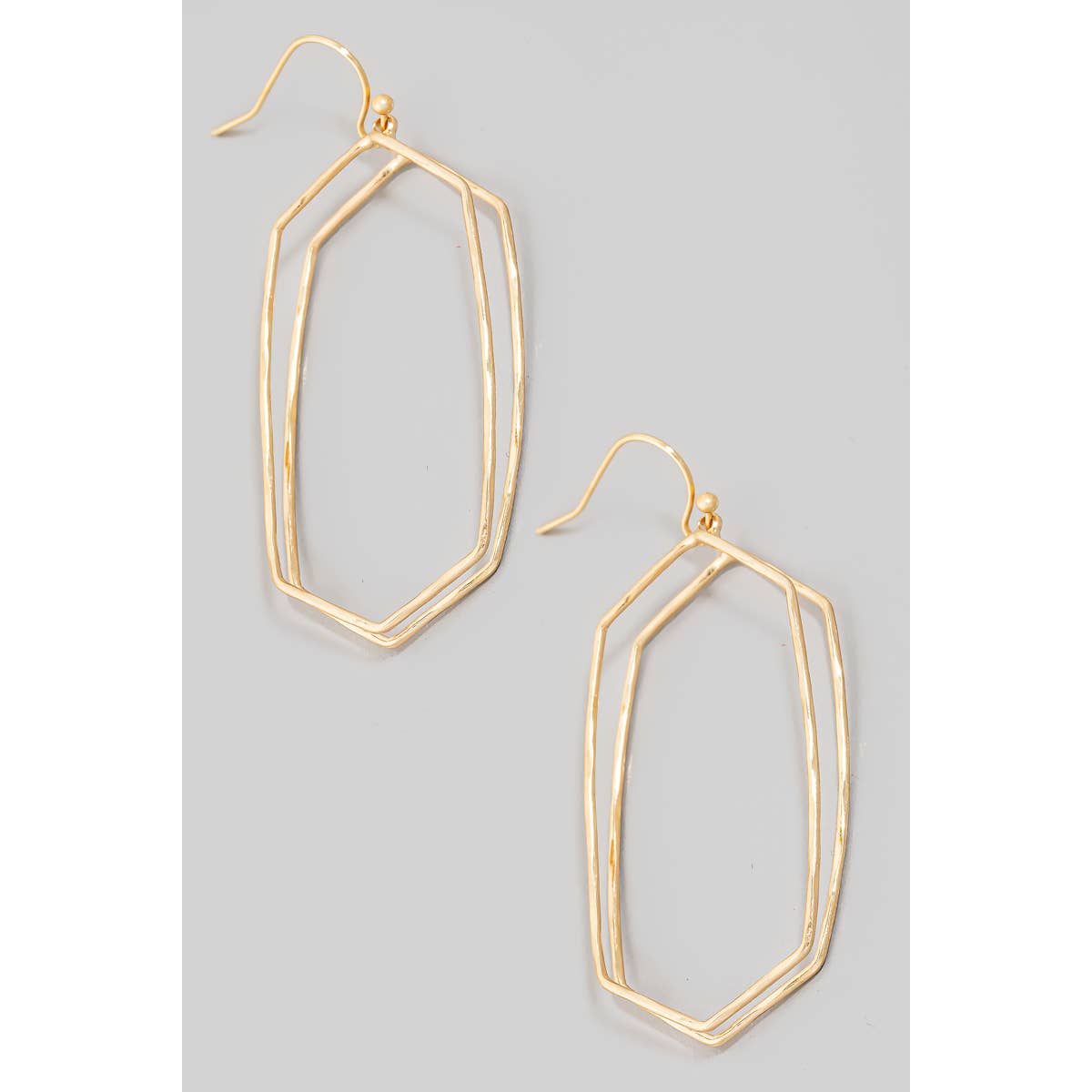 Layered Rectangular Dangle Hook Earrings in Gold-Lemons and Limes Boutique
