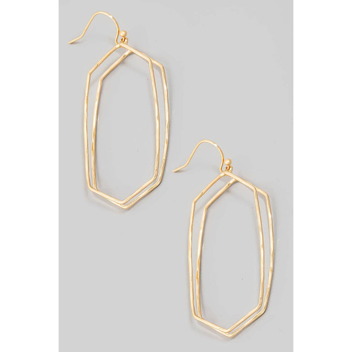Layered Rectangular Dangle Hook Earrings in Gold-Lemons and Limes Boutique