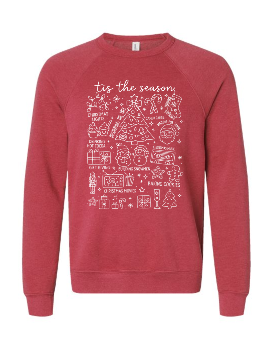 Christmas Vibes on Heathered Red Spongefleece Crewneck-Lemons and Limes Boutique