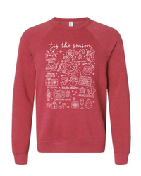 Christmas Vibes on Heathered Red Spongefleece Crewneck-Lemons and Limes Boutique