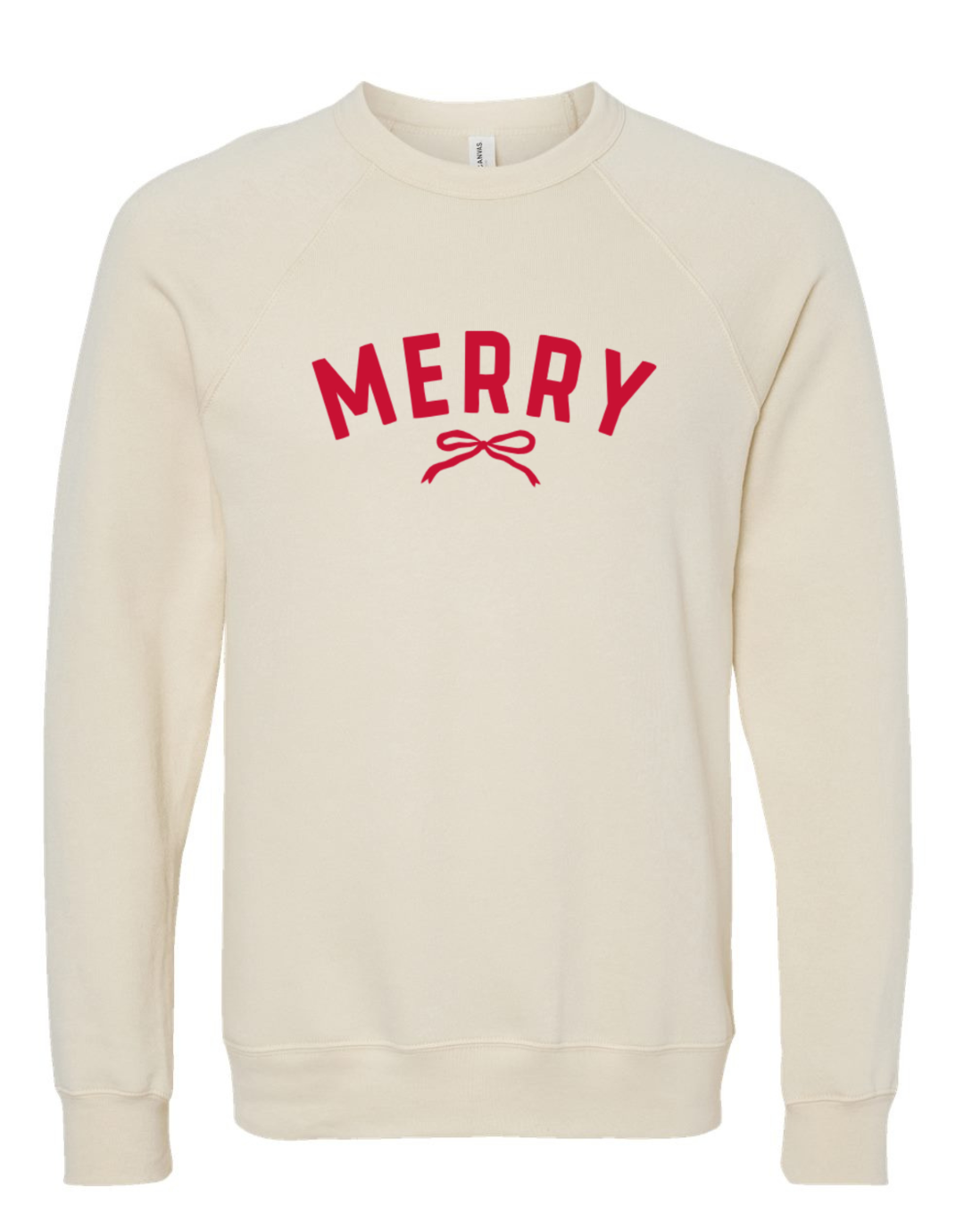 Merry Bow on Oatmeal Sponge Fleece Crewneck-Lemons and Limes Boutique
