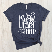 My Heart Is On That Field Short Sleeve Tee-XS-Heather Navy-Lemons and Limes Boutique