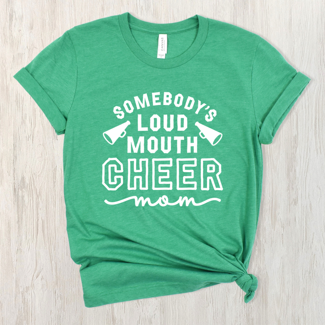 Loud Mouth Cheer Mom Short Sleeve Tee-Lemons and Limes Boutique