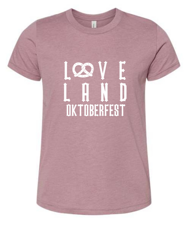 Pretzel Oktoberfest TShirt on Heather Mauve- Youth-Lemons and Limes Boutique