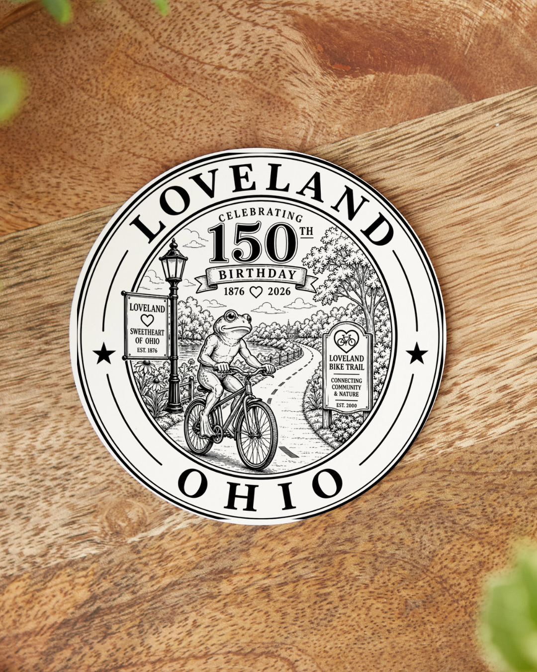Loveland Ohio Frogman On Bike Trail Coaster