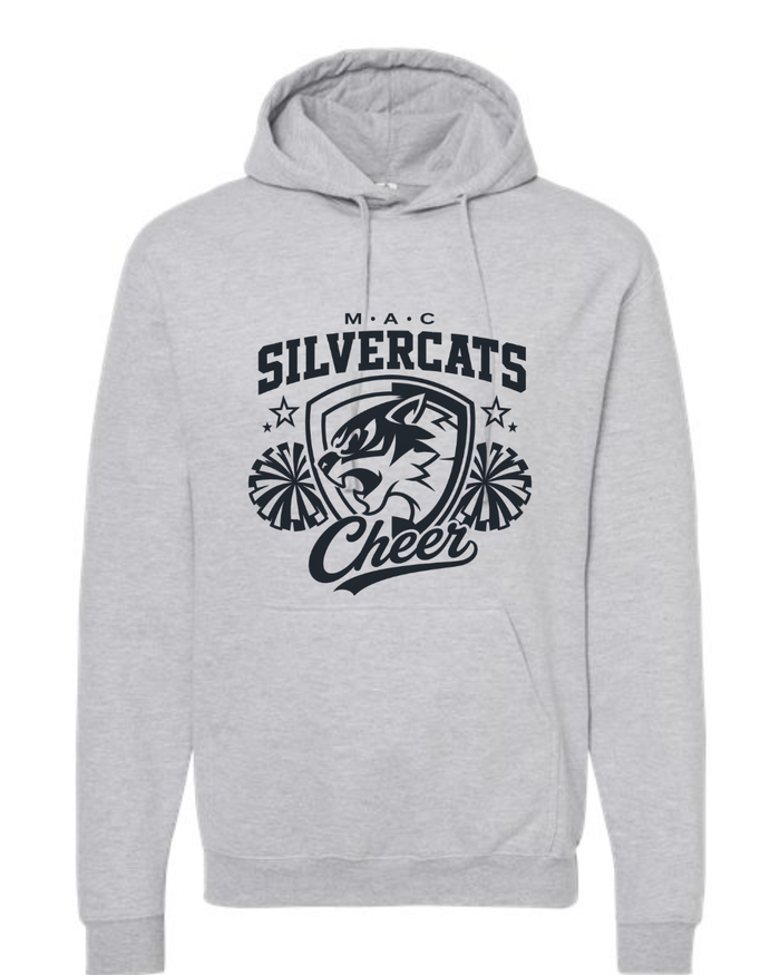 Silvercats Cheer in Black on Grey Hoodie - Youth and Adult