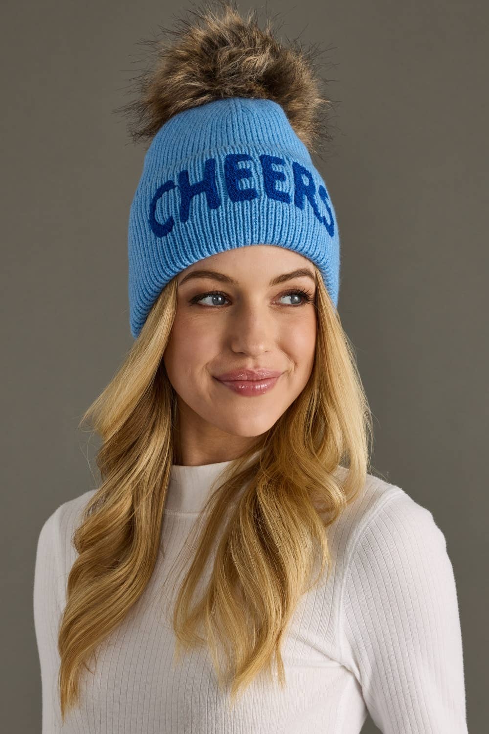 Blue Cheers Knit Pom Hat-Lemons and Limes Boutique