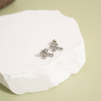 18K Gold PVD Stainless Steel Round Stone Cross Earrings-Lemons and Limes Boutique