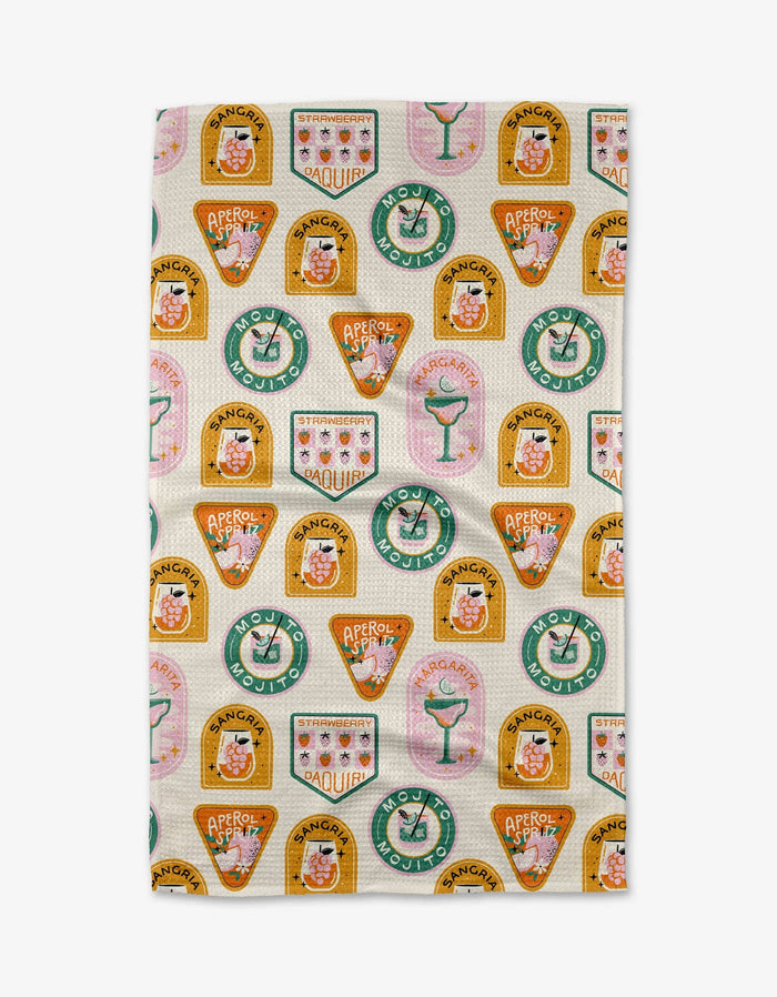 Cocktail Scout Badges Tea Towel by Geometry-Lemons and Limes Boutique