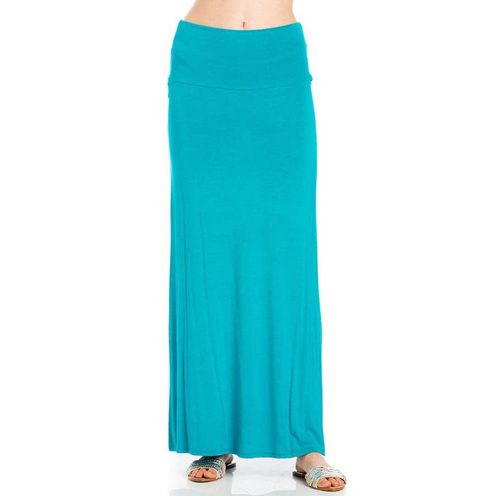 High Waist Solid Soft Maxi Skirt in Jade--Lemons and Limes Boutique