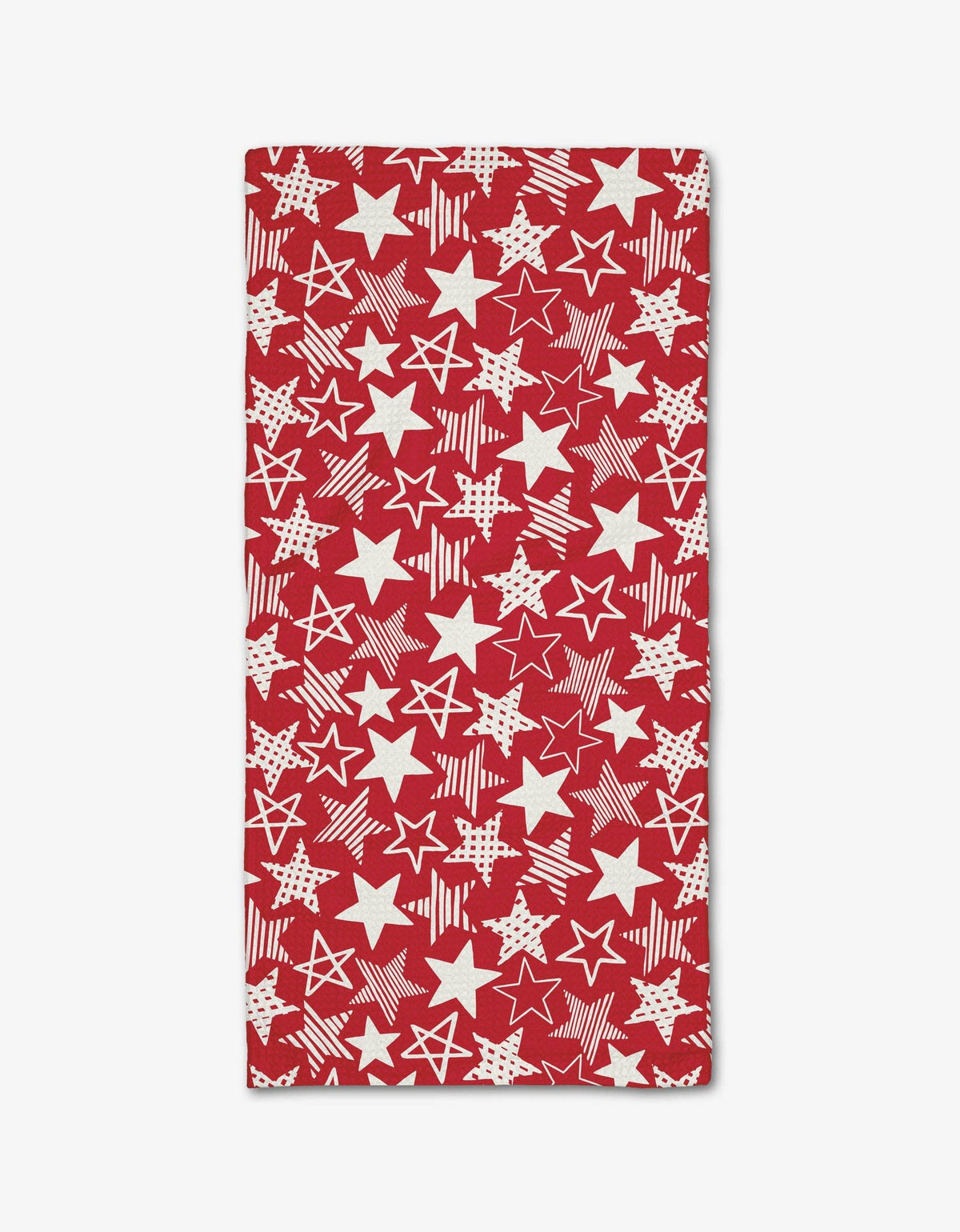 Stars In Your Eyes Red Bar Towel by Geometry-Lemons and Limes Boutique