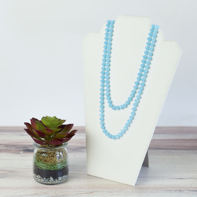 Sadie Beaded Statement Necklace-Light Blue-Lemons and Limes Boutique