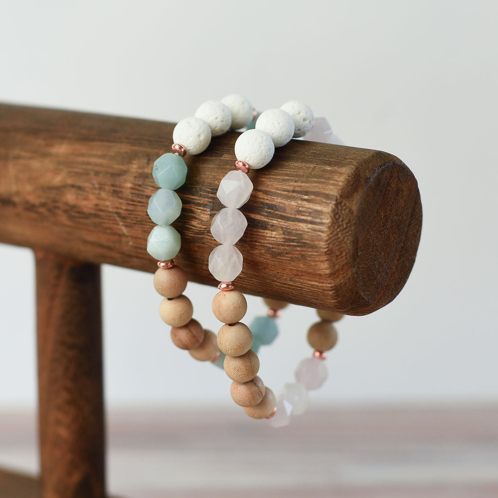 Cheyenne Lava and Natural Stone Stretch Bracelet-Lemons and Limes Boutique