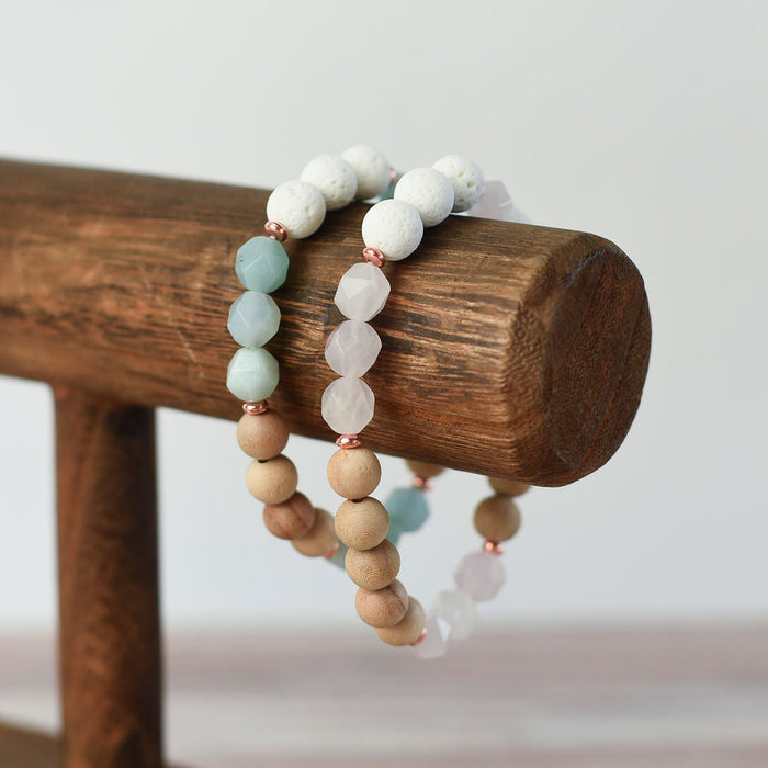 Cheyenne Lava and Natural Stone Stretch Bracelet-Lemons and Limes Boutique