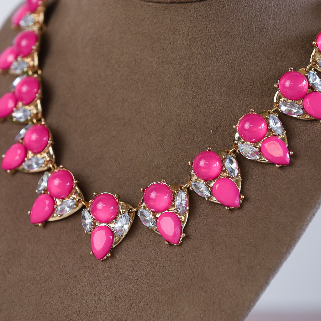 Bethany Statement Necklace-Fuschia-Lemons and Limes Boutique