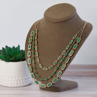 Courtney Triple Strand Jewel Statement Necklace--Lemons and Limes Boutique