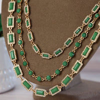 Courtney Triple Strand Jewel Statement Necklace-Green-Lemons and Limes Boutique