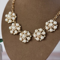 Ellen Flower Statement Necklace-Pearl-Lemons and Limes Boutique