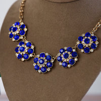 Ellen Flower Statement Necklace-Royal Blue-Lemons and Limes Boutique