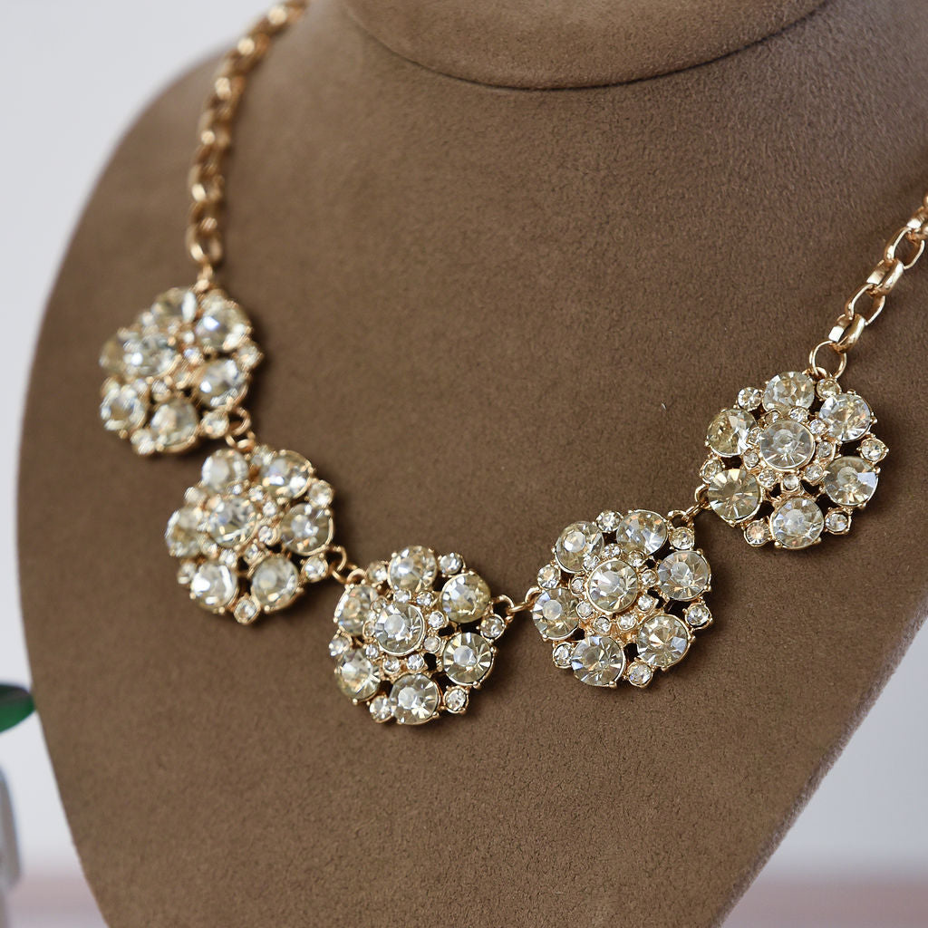 Ellen Flower Statement Necklace-Clear-Lemons and Limes Boutique