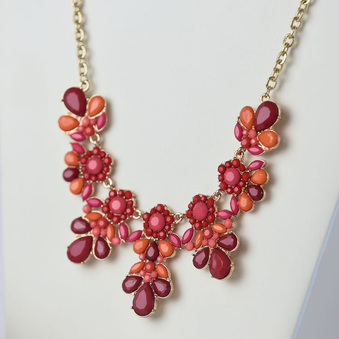 Michelle Statement Necklace-Coral-Lemons and Limes Boutique