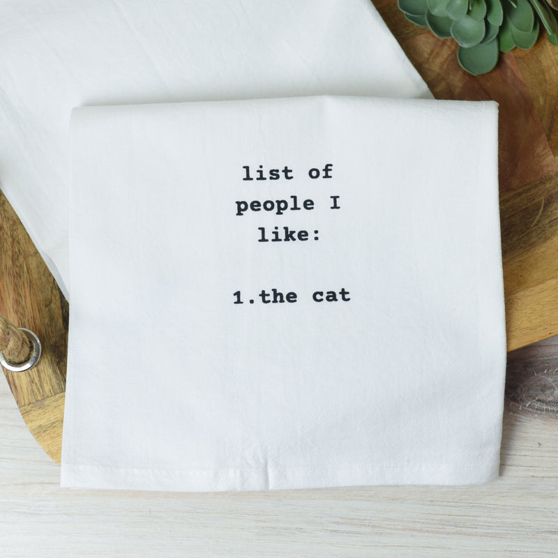 Tea Towel-People I Like: Cat--Lemons and Limes Boutique