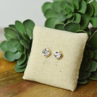 Raw Square Cut Shimmer Druzy Stud Earrings-Silver-Lemons and Limes Boutique