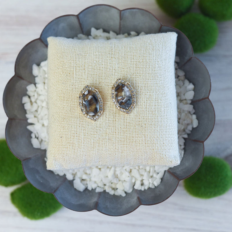 Tabitha Pave Hex Stud Earrings-Earrings-Lemons and Limes Boutique