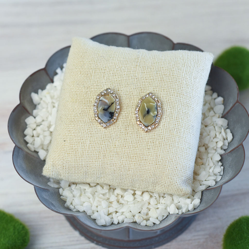 Tabitha Pave Hex Stud Earrings-Earrings-Lemons and Limes Boutique