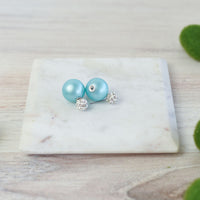 Pave and Pearl Double Stud Earrings-Stud Earrings-Lemons and Limes Boutique