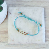 Trendy Adjustable Safety Pin Cord Bracelet-Mint-Lemons and Limes Boutique