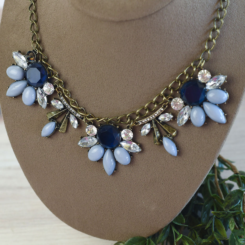 Jeannie Statement Necklace-Blue-Lemons and Limes Boutique