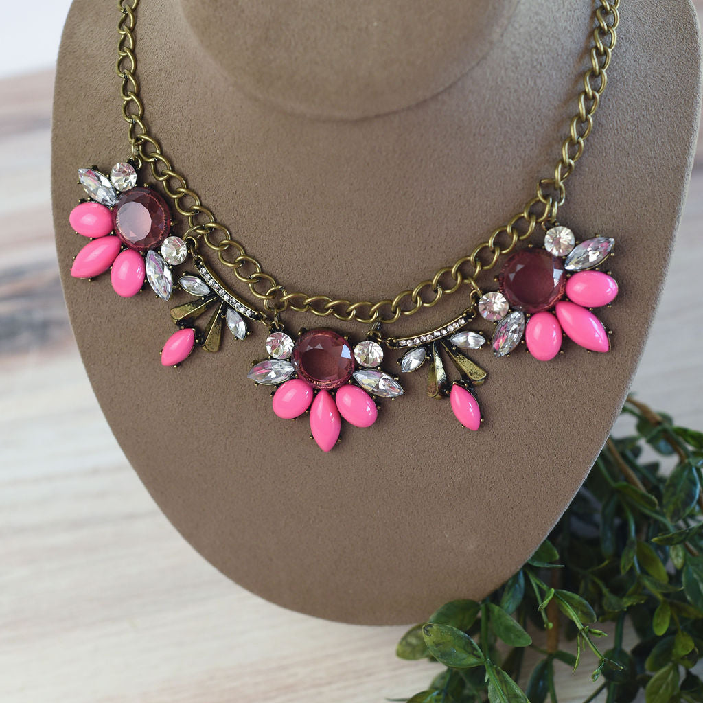 Jeannie Statement Necklace-Hot Pink-Lemons and Limes Boutique