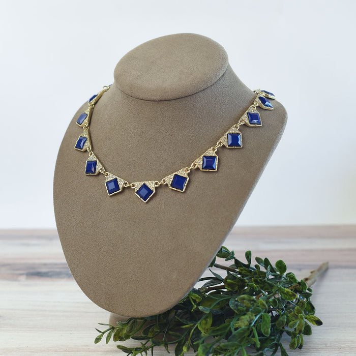 Sabrina Sapphire Statement Necklace--Lemons and Limes Boutique