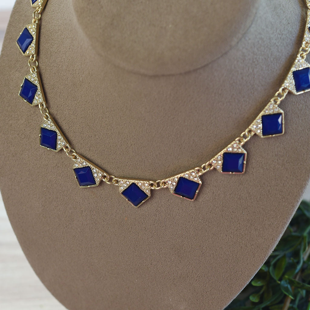 Sabrina Sapphire Statement Necklace--Lemons and Limes Boutique