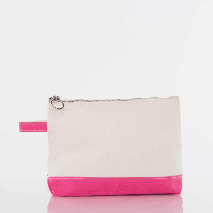 Canvas Cosmetic Zip Pouch - Hot Pink